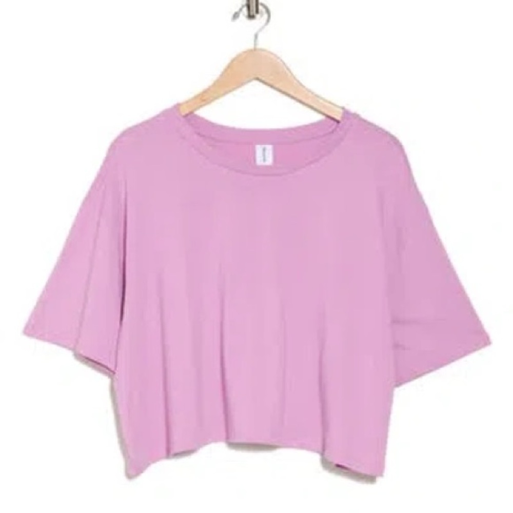 Abound Boxy Cotton Crop T-Shirt Oversized Pink/Lavender Women's Top